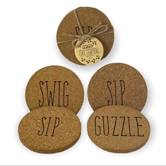 Manor House Market Other - Cork Coasters Set of 4 Rae Dunn Font Quotes Neutral By Manor House Market